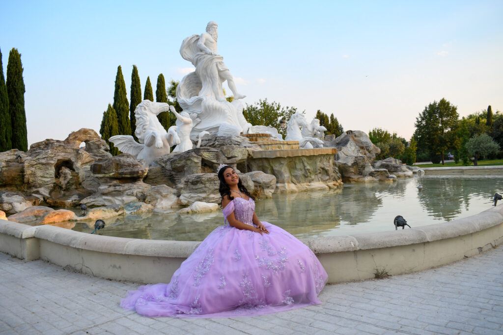 Vestido morado para fiesta de quince años