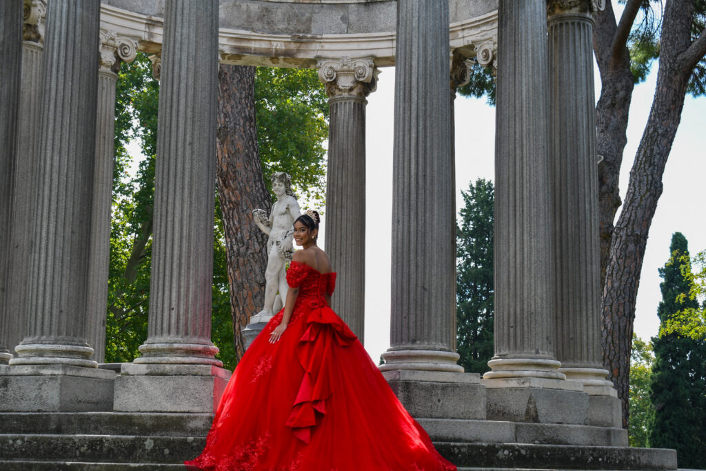 vestido rojo de alquiler de segunda mano para fiestas de quince años