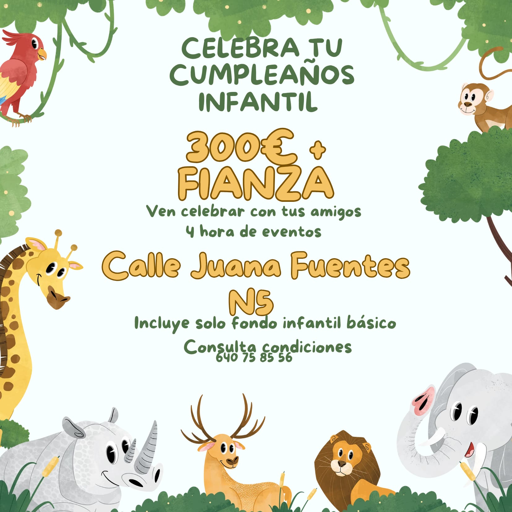 Oferta de cumpleaños infantil por 300 euros más fianza, cuatro horas y hasta 40 personas en Carabanchel